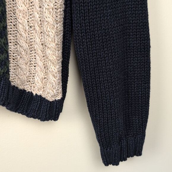 Vintage Paul Harris Design Patchwork Knit Cardigan Sweater Navy Size M - Picture 6 of 11